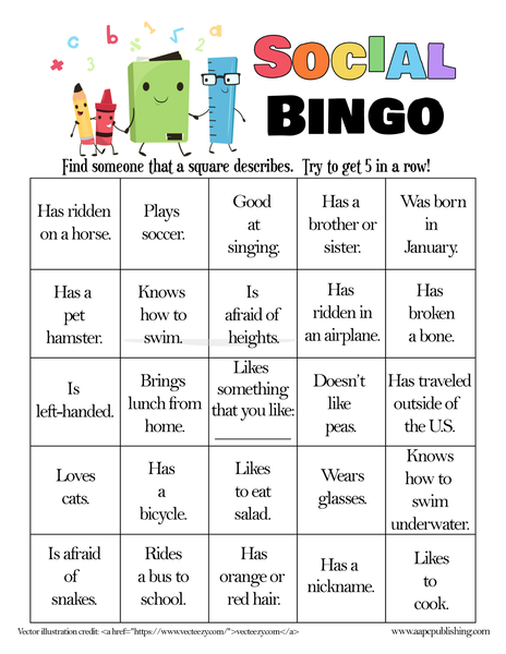 Free printable social skills bingo cards samples
