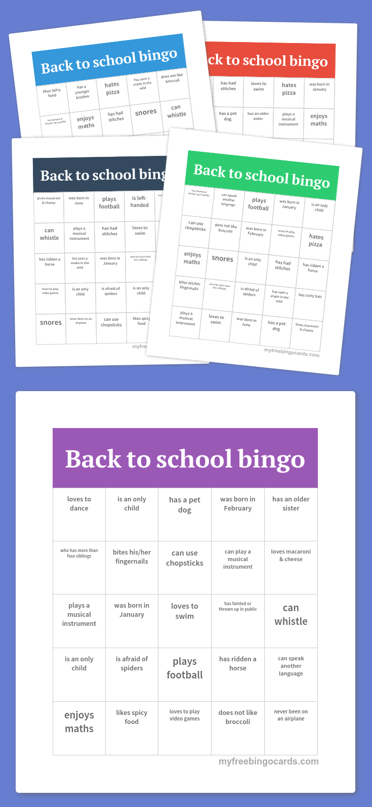 Free printable social skills bingo cards